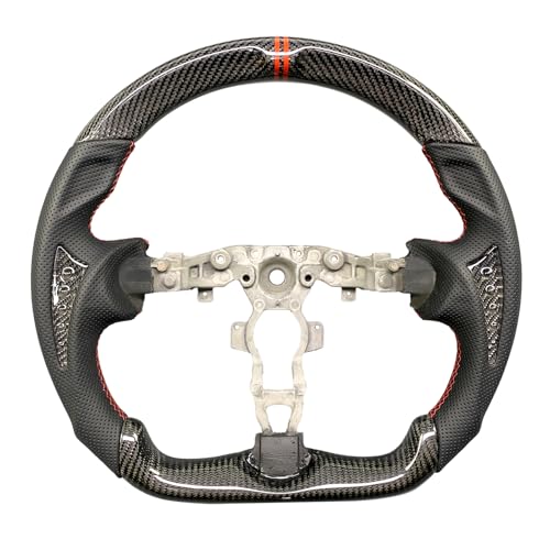 Carbon Fiber Car Steering Wheel Fit For Nissan 370z 2008-2020 D-shaped Flat-bottom Sport Handle Steering Wheel Perforated Leather (Twill Carbon Style 1)