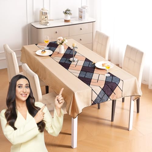 Image of HOKIPO Modern Grace Table Cloth for 4 Seater, 55x71 in, Earthy Matrix
