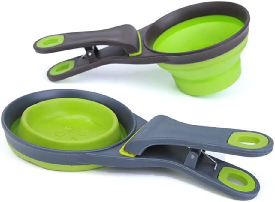 Foodie Puppies 3-in-1 Silicone Foldable Bowl, Measuring Cup, and Bag Sealing Clip - 237ml (Stowable Clipper Bowl) | Multi-Purpose Use Collapsible/Portable Dog Food Bowl (Color May Vary) 2