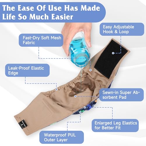 Image of Reusable Dog Diapers Male 3Pcs, Premium Washable Belly Bands for Male Dogs XLarge, High Absorbing Male Dog Wraps for Doggie & Puppy in Incontinence, Excitable Urination and Training (Bear, XL)