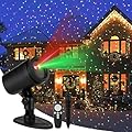 Laser Christmas Lights, Moving Starry Lights Show Laser Projection Light with Red and Green Stars, Outdoor Waterproof Holiday Decor for Party Garden Halloween Christmas New Year
