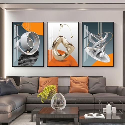 Affiches de luxe dorées abstraites géométriques 30x45cm lot de 3