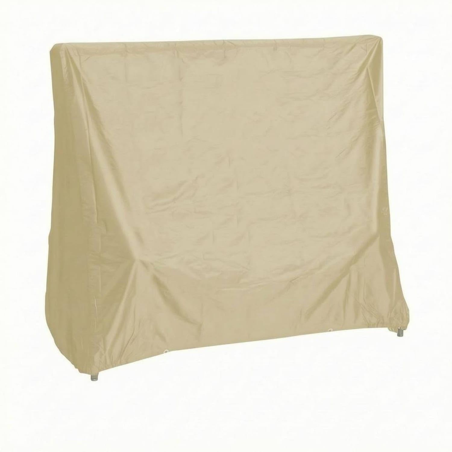 Silver-Coated Fitted Table Cover Drawstring Closure Waterproof Table Cover Polyester Taffeta Dustproof, Beige-image-3