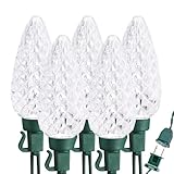 Brizled Faceted C9 LED Indoor String Lights, 25 LED 16ft Decorative Christmas Lights, 120V UL Certified for Home, Patio, Party, Wedding and Holiday Decorations, Cool White