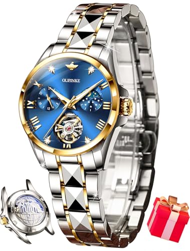 Image of OUPINKE Automatic Watch for Women Self-Winding Luxury Original Ladies Watch | Skeleton Mechanical Diamond Gold /Black /Sliver 24 Hours Gift Wrist Watches