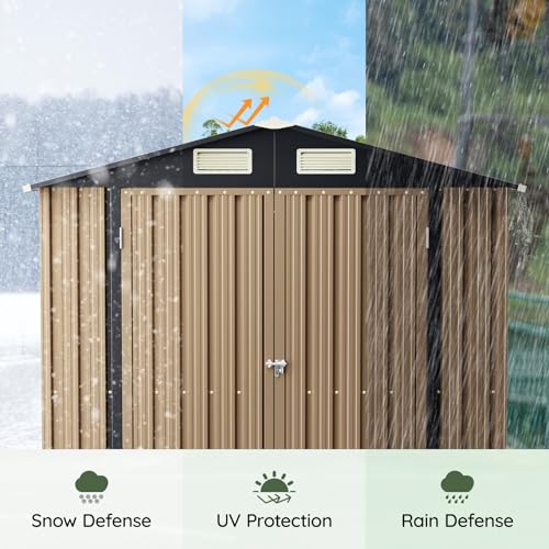 Image of 4x6 FT Outdoor Metal Storage Shed, Double Doors,Tool Shed for Garden, Patio, Backyard Brown
