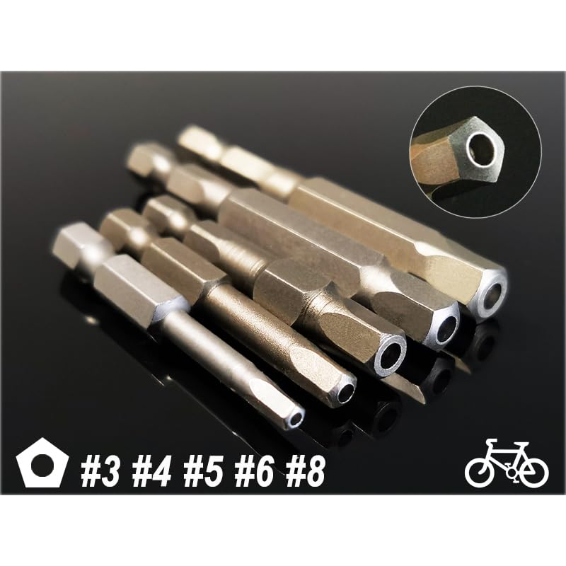 Set da 5 pezzi Punte for cacciavite pentagonale Condividi Punte for bicicletta 1/4" Codolo esagonale S2 Set di utensili manuali fai da te #3#4#5#6#8