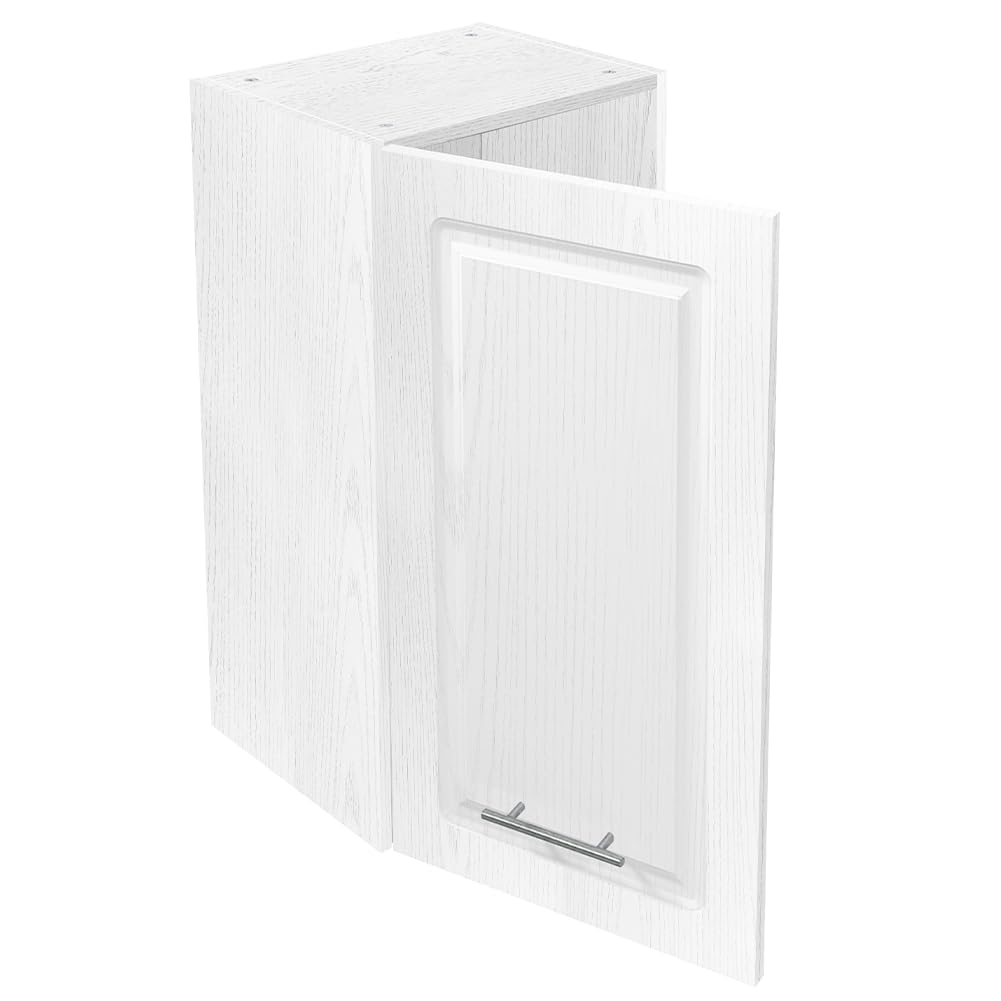 Shally Dogan Pensile da Cucina a Parete Design Boiserie, Armadio Sospeso in Legno con Anta Singola, 1 Ripiano e 2 Scomparti, Armadietto da Muro Spazioso, 40 x 32 x 75H cm (Bianco Frassinato)