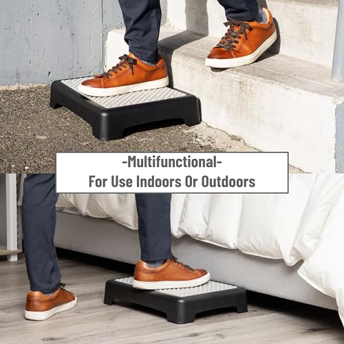 Taburete de plástico Mind Reader negro para personas mayores en interior y exterior 5