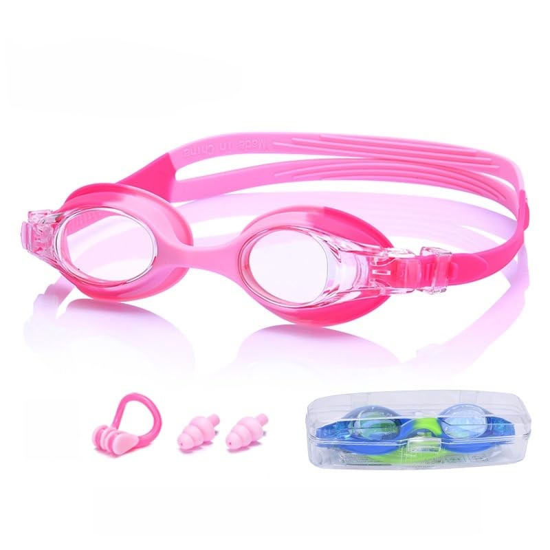 haetair Kids Swimming Goggles - Adjustable Silicone Waterproof Anti Fog UV Protection Clear Vision Swim Goggles for Boys Girls Age 3 to 14 (Pink)