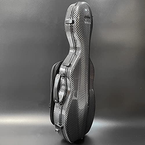LANDTOM Étui pour violon 4/4 en fibre de carbone avec double bandoulière, résistant à la pression et à l'usure, avec sac de partition de musique (gris clair)