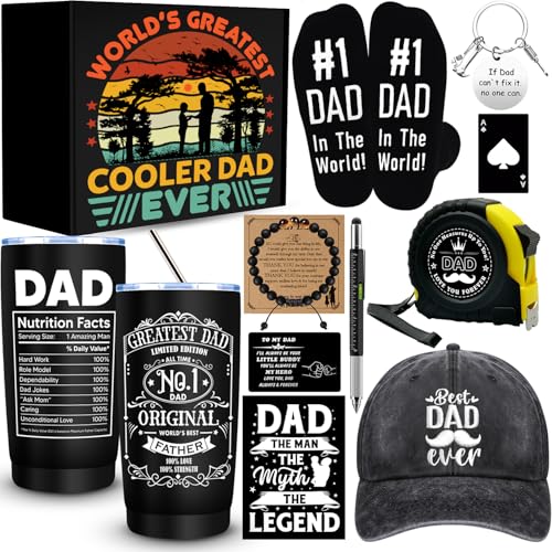 El Mejor Listado de vectores dia del padre Top 5. 44 11 regalos para papá para hombres, regalo del día del padre, el mejor regalo para papá con calcetines de vaso de 20 onzas, gorra de béisbol con cinta métrica, pulsera tipo...