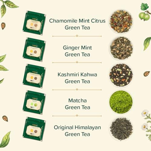 Image of VAHDAM Assorted Green Tea Loose Leaf Tea Gift Set (10 Flavors) | Loose Leaf Green Tea Collection | Includes Himalayan Green Tea Varieties | Packed in Resealable Ziplock Pouches