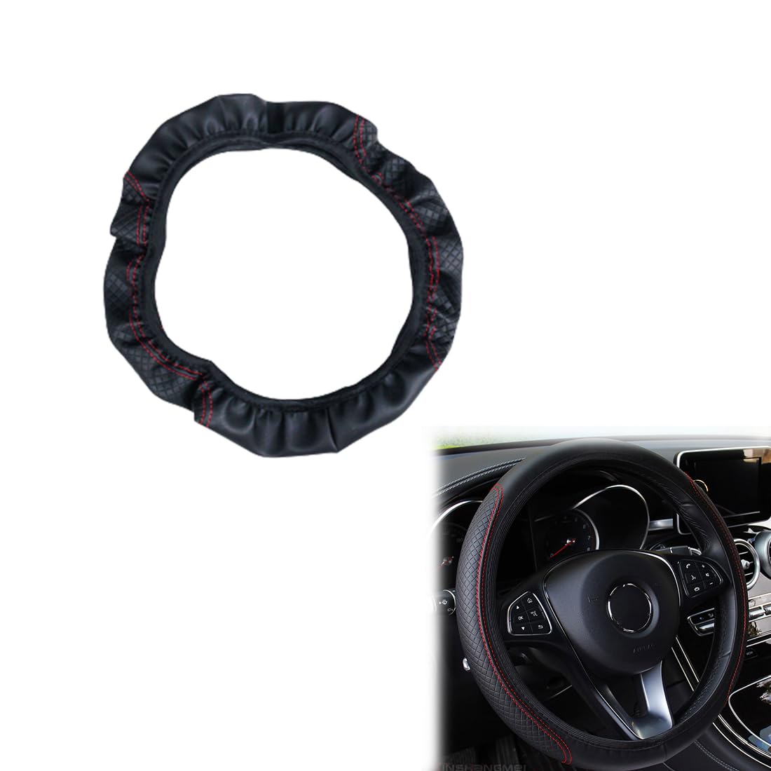 Coprivolante Auto Universale In Pelle | Elastico Antiscivolo 37-38cm | Protezione Per Caldo E Freddo - Foto 4