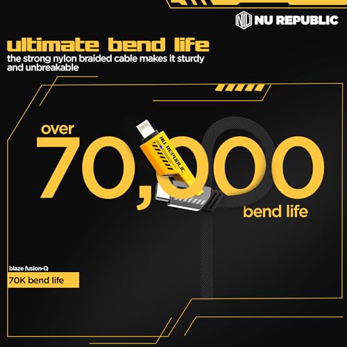 Image of Nu Republic Blaze Fusion-Q 65W 4-in-one 1.2m USB-A to Type-C to Type-C + Type-L Metal Connector Fast Data Charging Carbon Texture Braided Cable (Black)