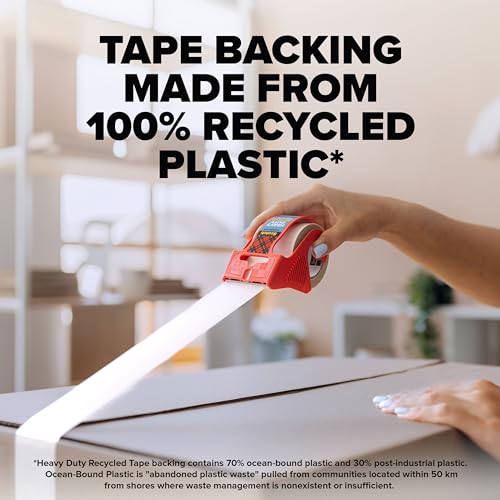 Scotch Heavy Duty Recycled Packaging Tape, Shipping and Packing Tape, 1.88 in x 800 in, 6 Rolls with Dispensers, Red - image 8