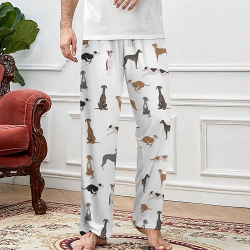 Greyhound Dogs Different Poses Men's And Women's Comfortable Casual Pajama Pants with Drawstring2