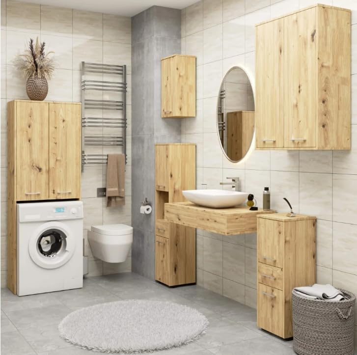 BDW Armoire de Salle de Bain Moderne et Grande capacité de Rangement pour Petits espaces, Universelle, Dimensions : 30 x 85 x 30 cm