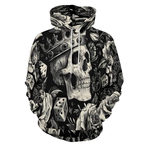 Sweat a capuche homme gothique crane retro noir et ample pour automne