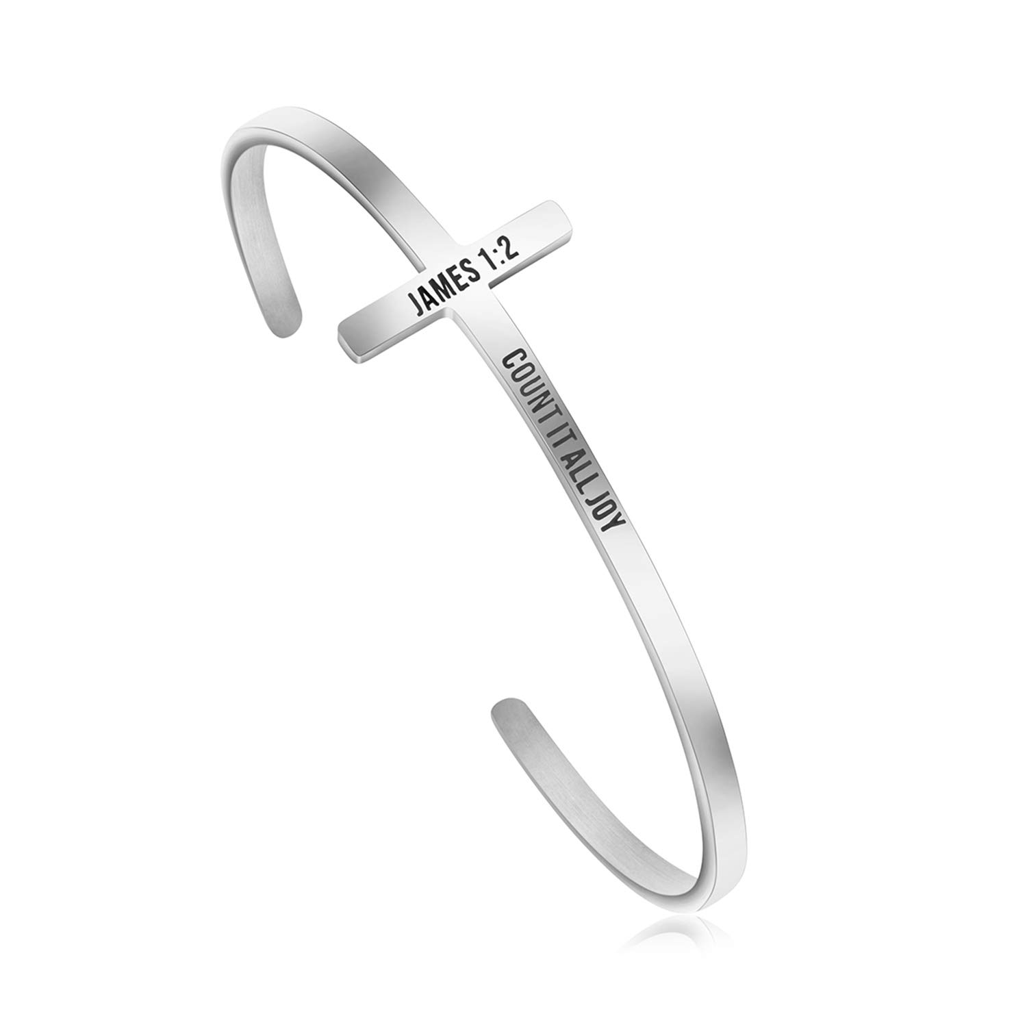 Religious Bracelets for Women Girls Christian Cross Cuff Baptism Faith Bible Verse Jewelry Stainless Steel Confirmation Birthday Christmas Gifts for Mother Sister Wife Friends