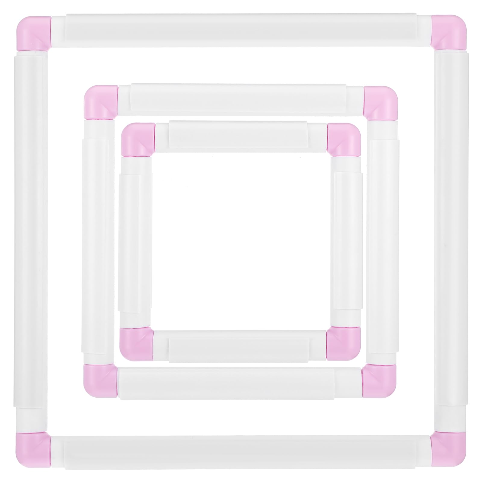 Paquete de 3 aros cuadrados de bordado, aros de punto de cruz de plástico, marco de clip de plástico para bordado, marcos de bordado (6 x 6, 8 x 8, 11 x 11)