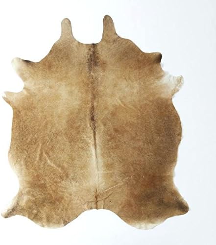rodeo Alfombra de piel de vaca marrón exótica con mantequilla de maní PB67, tamaño aproximado de 6 x 7 pies