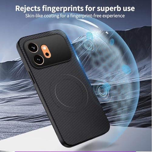 Image of Magnetic for Honor 600 Case, Carbon Fiber Texture Slim Lightweight Hard Back Soft Bumper Shockproof Phone Cover (Honor 600)