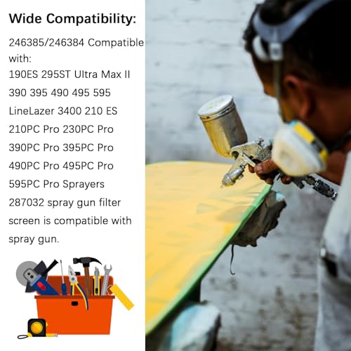 Image of Airless Spray Filter Screen Set, 246385 246384 287032 Replacement for Paint Sprayer Parts 390 395 490 495 595 3400,3 Kinds of Straw Filter Spray,Pump Inner Core Filter and Gun Filter