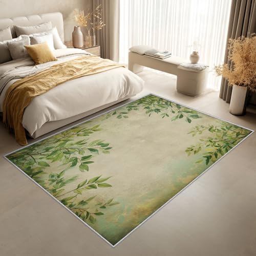 Tapis entree interieur feuilles vertes 60x90 lavable et antiderapant - 4