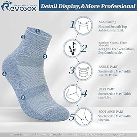 Revosoxs Diabetic Socks for Women Men,5 Pairs Non Binding Diabetic Ankle Socks,Wide Stretchy Loose Seamless Socks(Light Dark-Medium)