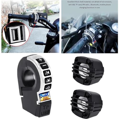 Parlante inalámbrico para manillar de motocicleta con luz y radio miniatura 6