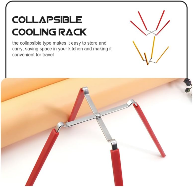 Kisangel 2Pcs Foldable Cake Cooling Rack, Inverted Stainless Steel Stand for Chiffon Cake, Collapsible Baking Tool with Silicone Feet, Stable Support for Desserts