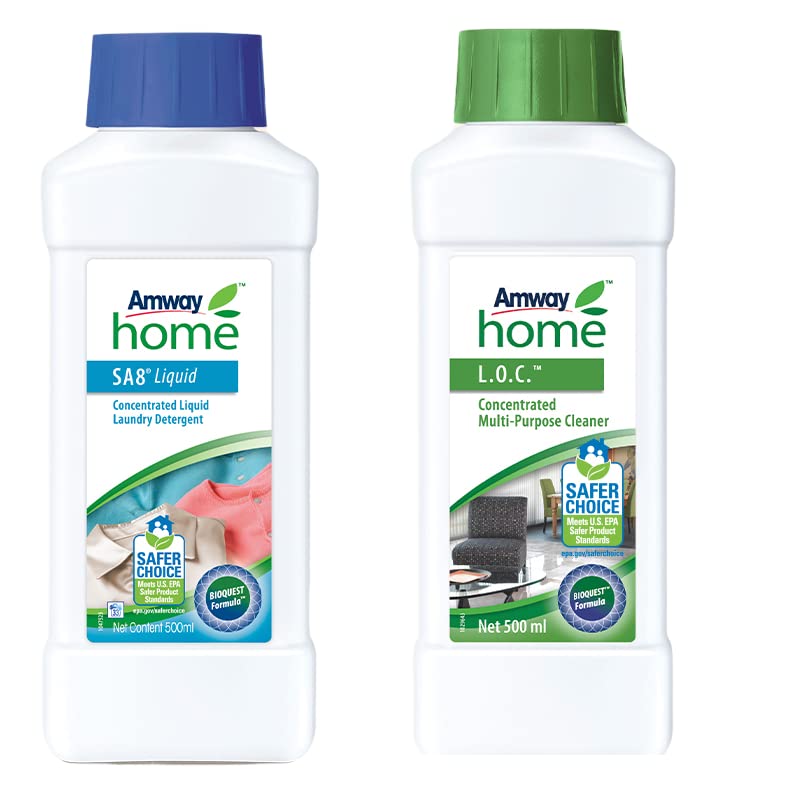 Amway Home SA8 Liquid Concentrated Laundry Detergent & L.O.C. Concentrated Multi-purpose Cleaner 500ml Each