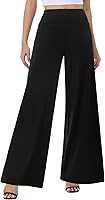 ZOOSIXX Women's Wide Leg Palazzo Pants - High Waist Stretchy Casual Beach Lounge Loose Trousers