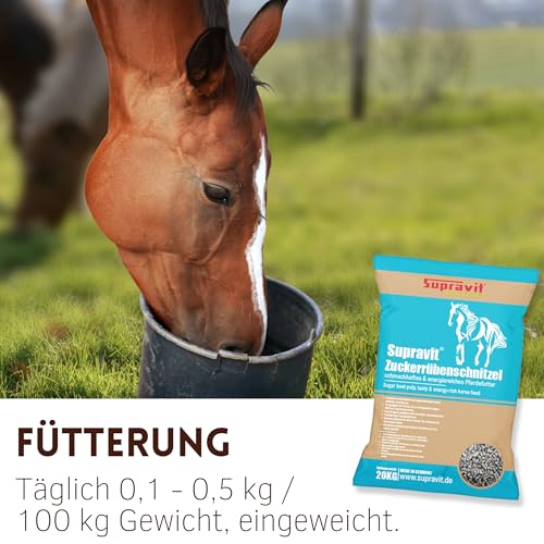 Supravit Rübenschnitzel 20kg | schmackhaftes & energiereiches Pferdefutter | Zuckerrübenschnitzel für Pferde I hoher Anteil an Pektinen für eine gesunde Darmflora I Ideal für Sportpferde geeignet