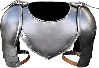Medieval Steel Shoulder Armour Set, Gorget Spaulders with Pauldrons, LARP Combat Neck and Arm Protection Plate Armour Cost...
