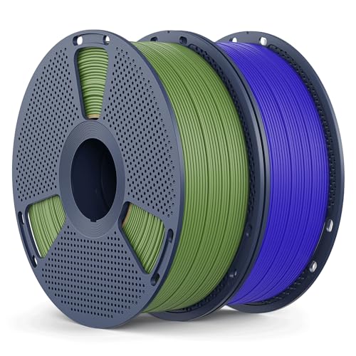 Matte PLA Filament 1.75mm 2025 Upgrade Spool Compatible with Bambulab Refill Filament, 2kg(4.4lbs) SUNLU 3D Printer Filament, Matte Surface Texture, Klein Blue+Olive Green