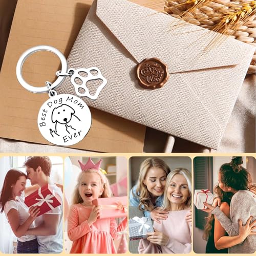 Naapesi Schlüsselanhänger, Lustiger Personalisiert Schlüsselanhänger, „Beste Katzen-/Hundemama aller Zeiten“, Edelstahl Geschenke für Katzenliebhaber, Geschenk für Frauen und Mädchen (Hund)