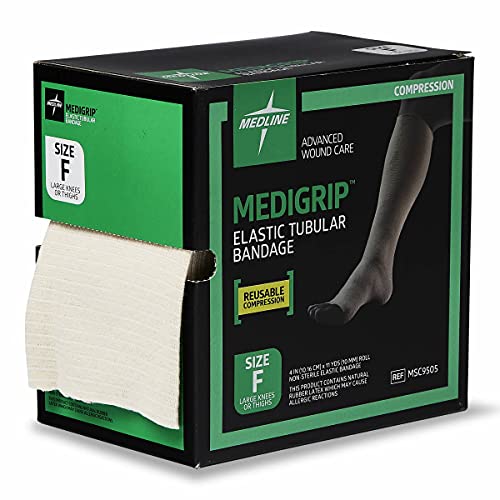 medline medigrip elastic latex tubular bandages size f 434 w 10 cm for large knees and medium thighs - high compression support breathable amp comfortable