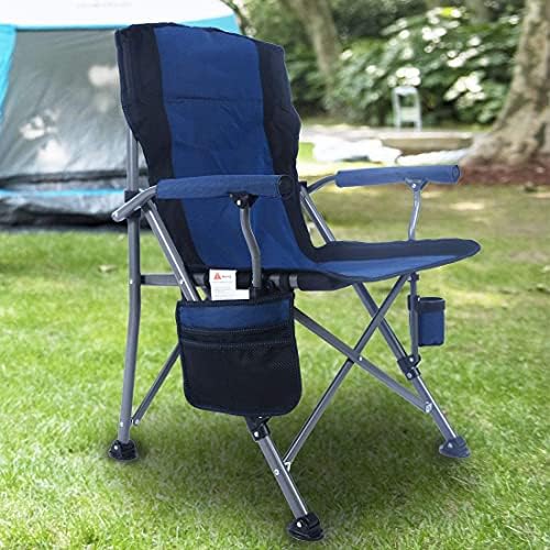 Carvapet Folding Camping Chair Heavy Duty Support 330 lbs Outdoor Chairs with Arm Rest Cup Holder and Portable Carrying Bag for Fishing Garden Picnic and Travel,Blue