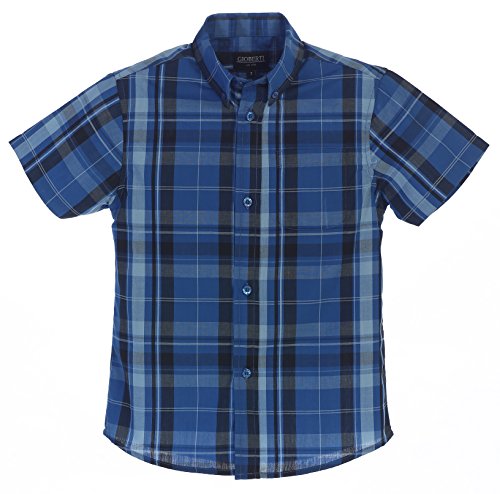 Image of Gioberti Boys Casual Plaid Checked Short Sleeve Button Down Shirt
