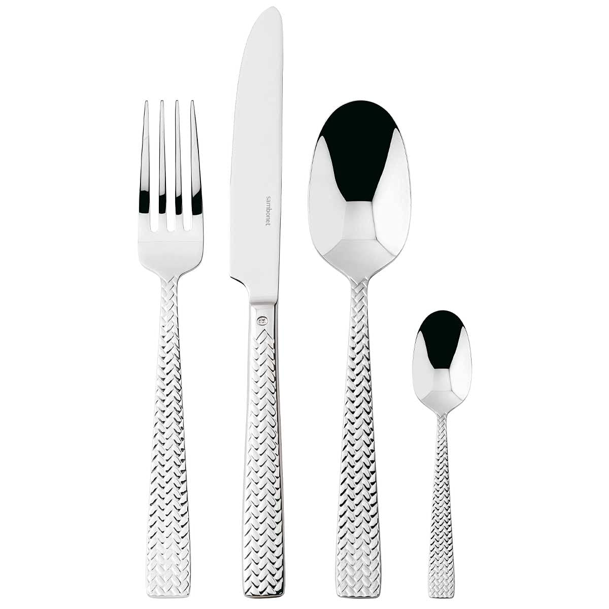 Sambonet Cortina 52522-81 set di Posate da Tavola acciaio inox 18/10, per 6 persone, 24 pezzi: 6 forchette, 6 cucchiai, 6 coltelli, 6 cucchiaini tè