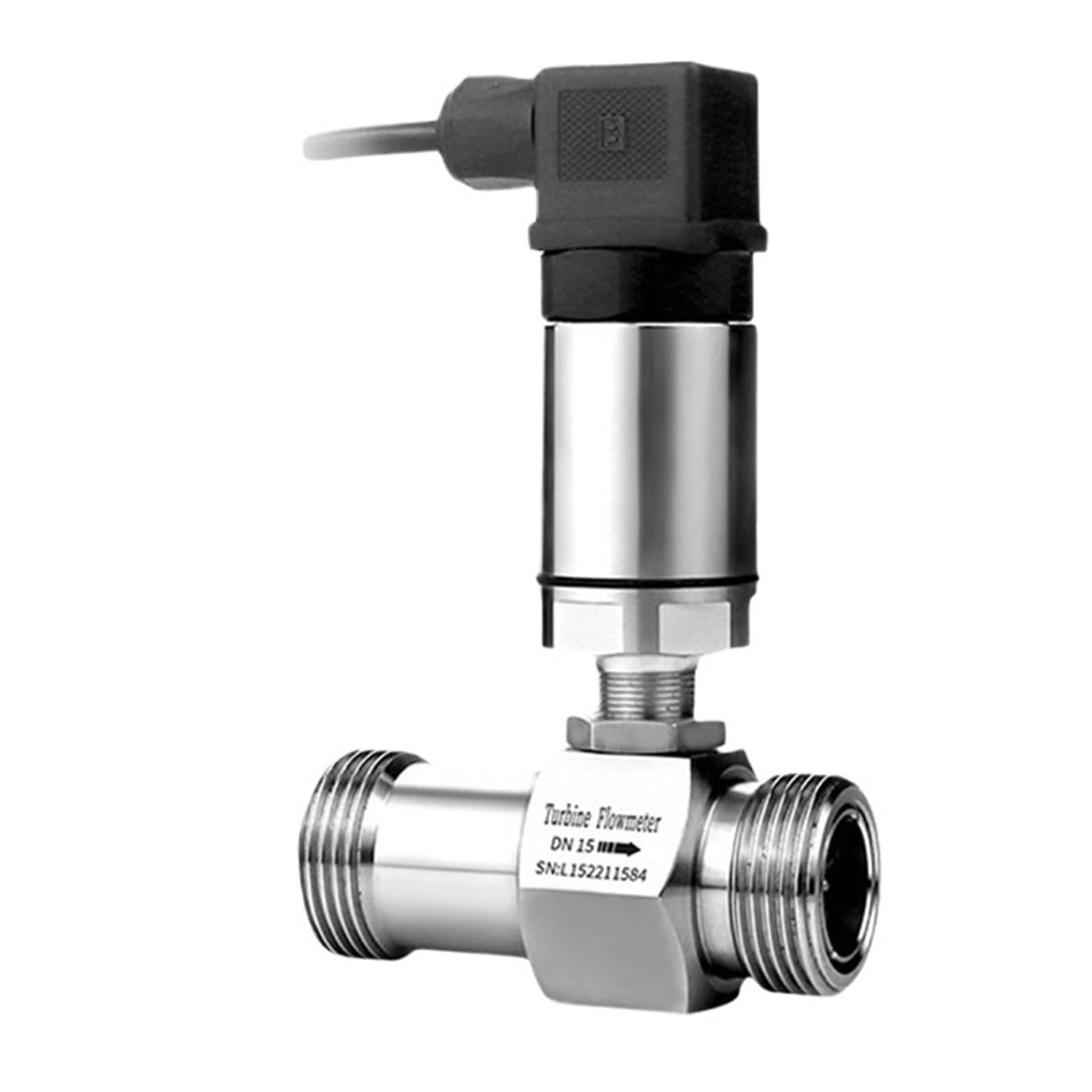 NACODLUL RS485 Turbine Flow Meter DN4-DN50 Threaded Pipeline Liquid Flow Meter G1/2 Water Oil Liquid Flow Sensor(DN15 RS485)