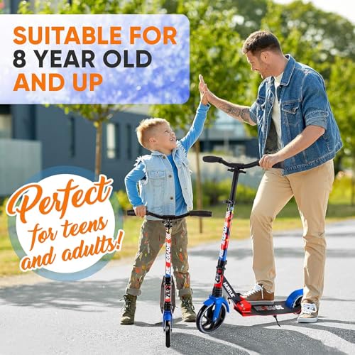 Image of Lightweight and Foldable Kick Scooter - Adjustable Scooter for Teens and Adult, Alloy Deck with High Impact Wheels (Graffiti)