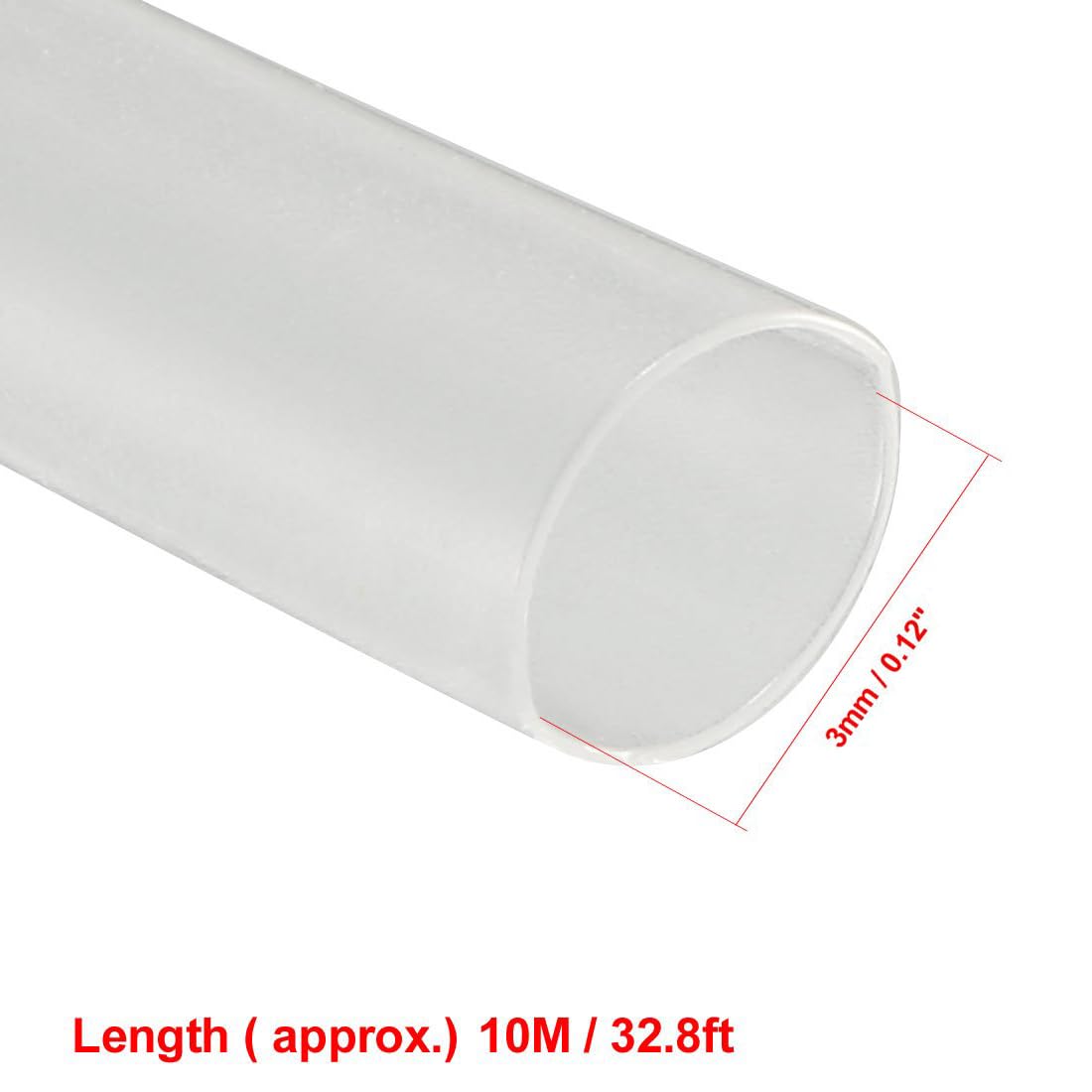 Unifizz Heat Shrink Tubing 3mm Dia 2:1 Ratio Shrinkable Tube Cable Sleeve 10m - Clear - Image 2