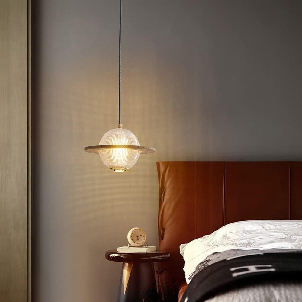 Glass Planet Light – Modern Globe Lighting for Kitchen Island, Clear Glass Ceiling Light for Dining Room(28 * 15Cm)/28 * 15Cm