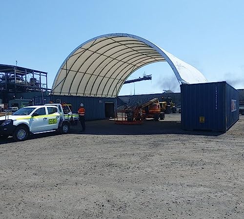 Image of Mytee Products Container Shelter 20' (W) x 40' (L) x 6'7 inch (H), 21OZ PVC Cover Canopy Roof Building Conex Overseas Box Shipping Container Kit, Canvas Shelter