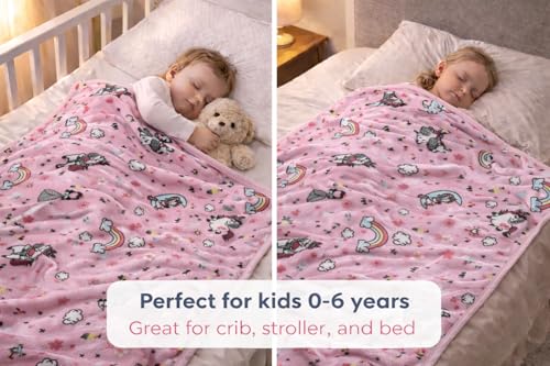 Image of Florida All Season AC Baby Blanket Swaddler Wrapper Flannel Soft and Comfortable for 0-5 Years Babies with Adorable Prints and Designs (Pink Unicorn)