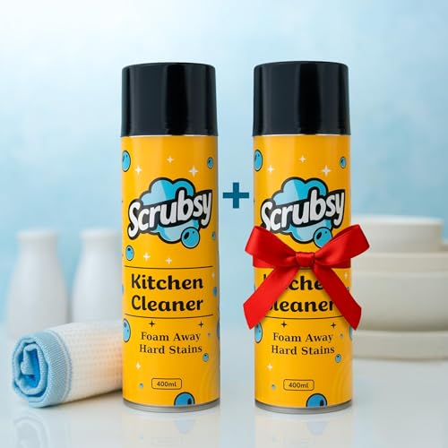 Image of Kitchen Cleaning Spray - Kitchen Surface and Chimney Cleaner - Gas Stove Cleaner Liquid Spray - All Purpose Grease, Slab Tough Degreaser Foam Spray, Streak-Free Shine, Pack of 2