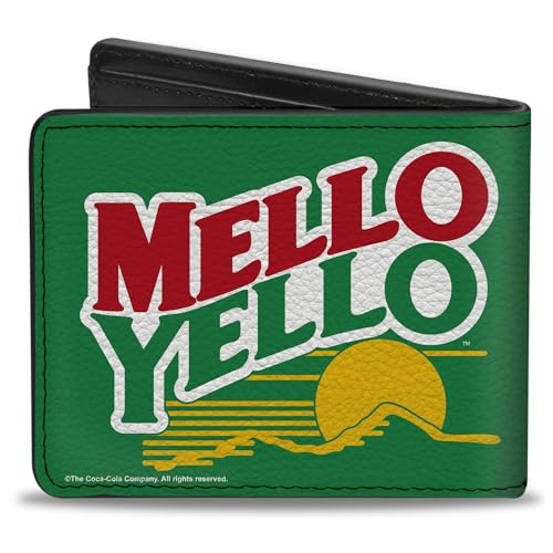 Buckle-Down The Coca-Cola Company Wallet, Bifold, Mello Yello Mountain Logo Green White Red Yellow, Vegan Leather2
